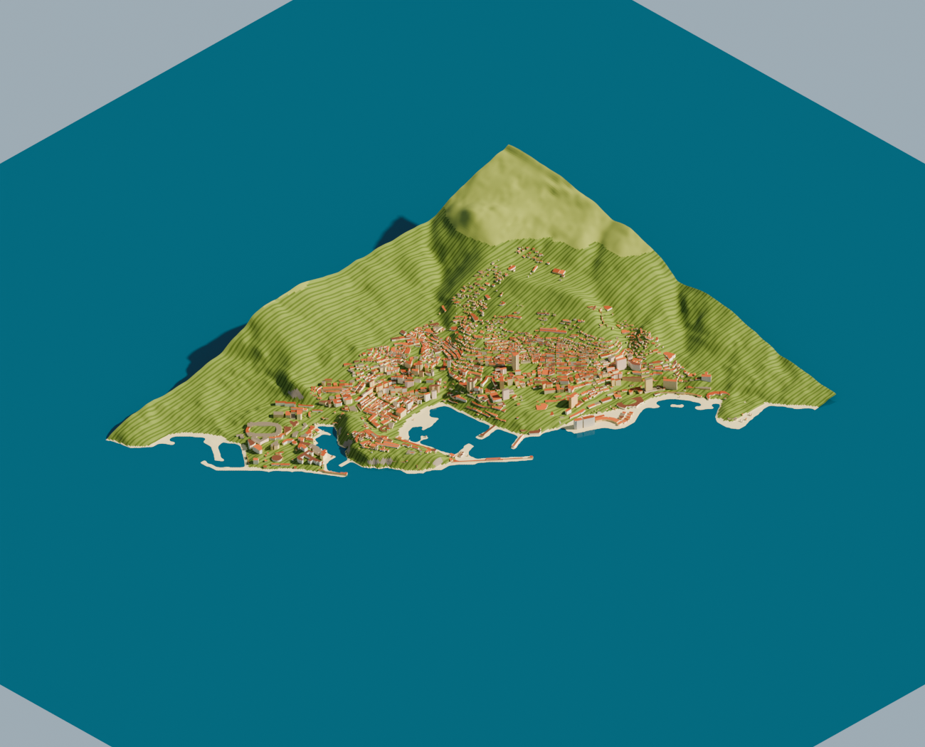 The city placed onto the terrain