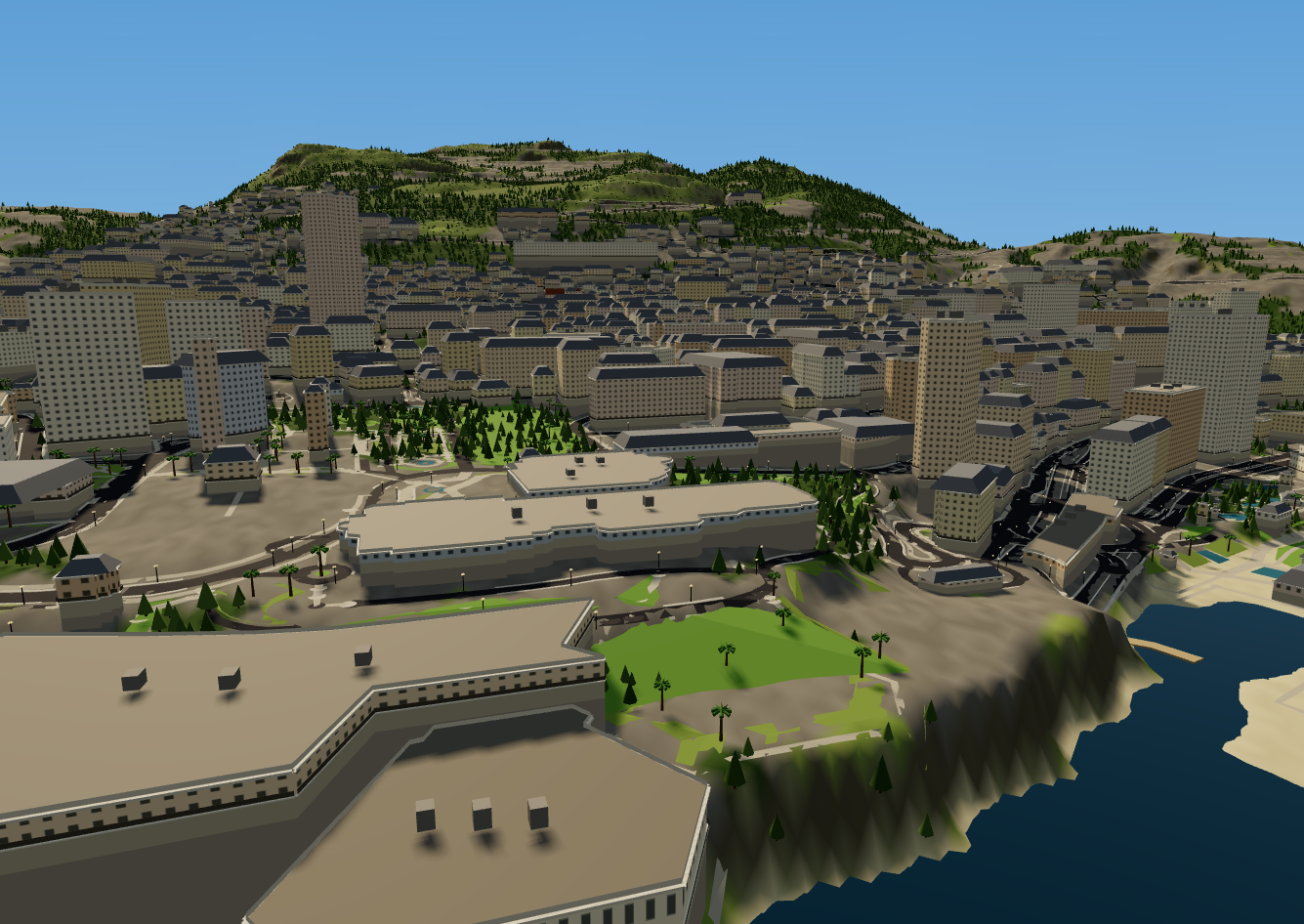 Street level inside the dense city
